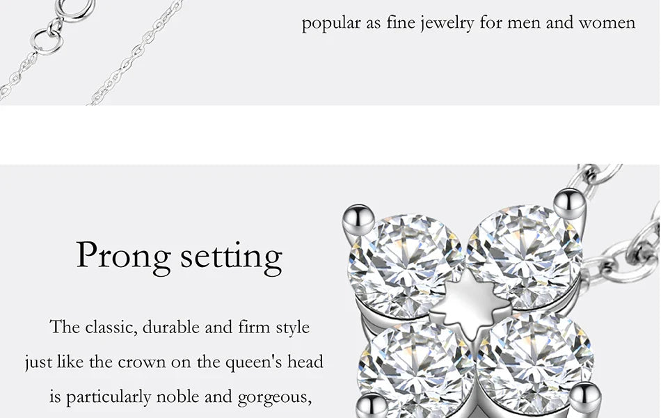 All Moissanite Necklace for Women S925 Pure Silver Classic Clover Laboratory Diamond Pendant Fashion Jewelry