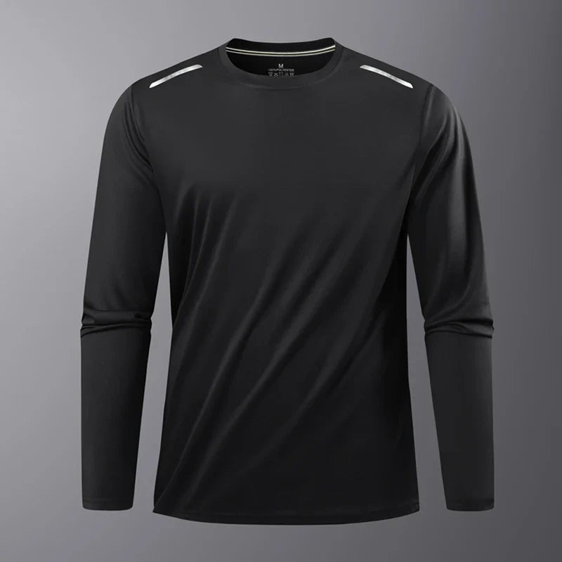 CHRLCK Men's Hiking Quick Drying T-shirts Breathable Camping Running Fishing Soft Elasticity Long Sleeve Tees Summer Autumn