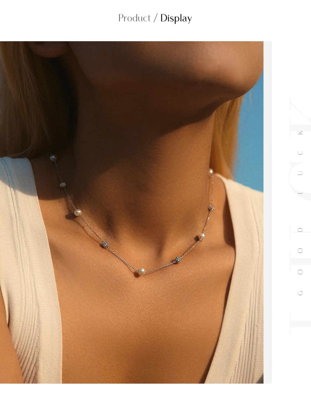 925 Sterling Silver Zircon Beads &Pearl Chain Necklaces Pendant For Women Fine Jewelry  Valentine’s Day Gifts