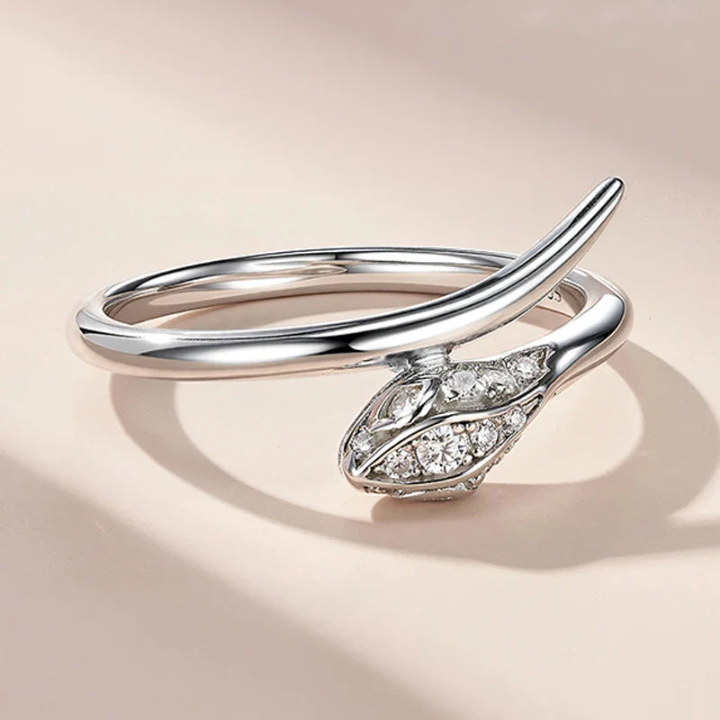 New All Moissanite Serpentine Rings for Women Index Finger Matching Band S925 Sterling Silver Plated 18K Gold Jewelry