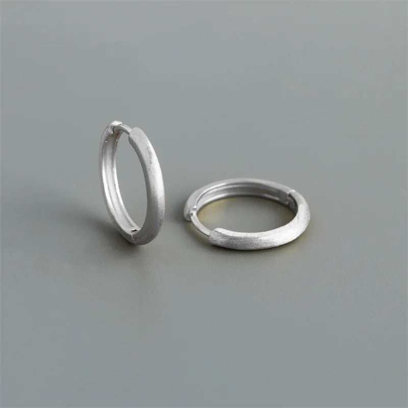Real 925 Sterling Silver Minimalist Bohemian Round Ear Buckle for Women Punk Unisex Rock Hoop Earring Jewelry Accessories