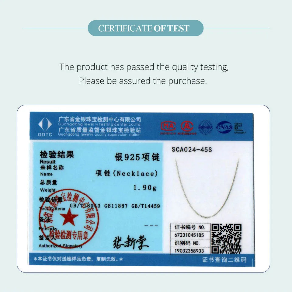925 Sterling Silver Basic Chain Necklace Collection Box Chain Necklace Bead Chain Link for Women Simple Fine Jewelry