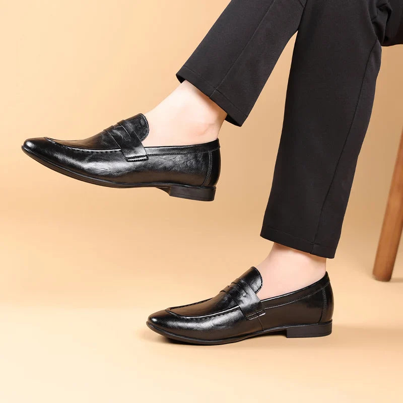 Italian Men High Quality Casual Leather Loafers Casual Business Office Shoes Comfy Outdoor Slip On Flats Fashion Driving Shoes