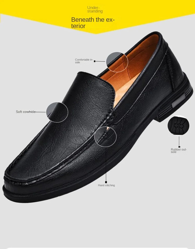 Genuine Leather Men's Shoes Classics Business Dress Shoes Moccasins Slip on Loafers Driving Shoes for Men Casual Shoe Big SIze48