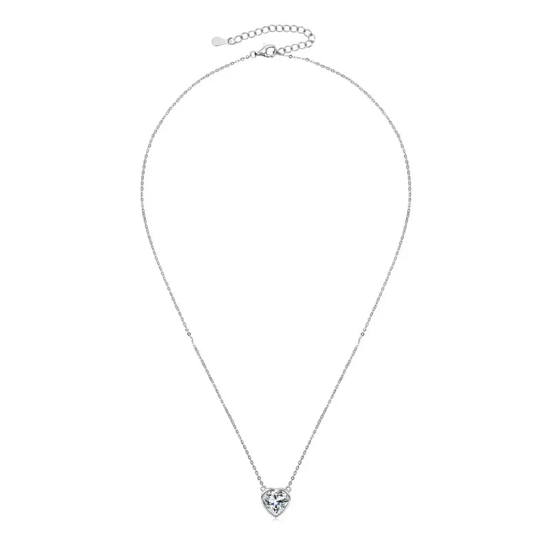 Certified 2.0CT Heart Cut Moissanite Pendant Necklace 925 Sterling Silver Necklaces for Valentine's Day Jewelry Gift