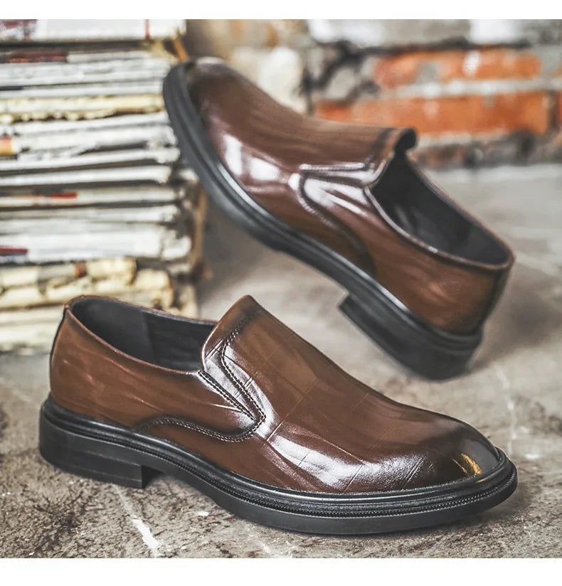 Retro Business Dress Derby Shoes for Men Spring Autumn New Designer Wedding Shoes Male Solid Color Cow Leather Shoes Man