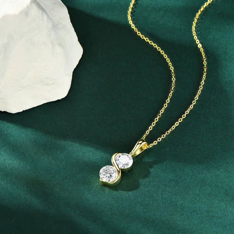 GRA Certified Moissanite Twisted Bowknot Pendant Necklaces for Women S925 Sterling Silver Jewelry Chains Wedding Gifs