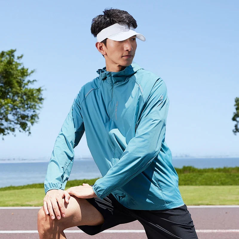 running sunscreen clothing men summer breathable hooded thin jacket UV UPF50 skin coat pair