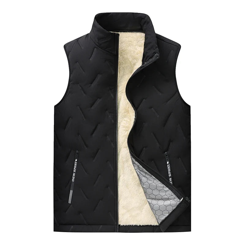 Unisex Large Size Lamb Velvet Fleece Lined Thickened Warm Vest Casual Fashion Collar Jacket M-7XL Couple Style Topwear