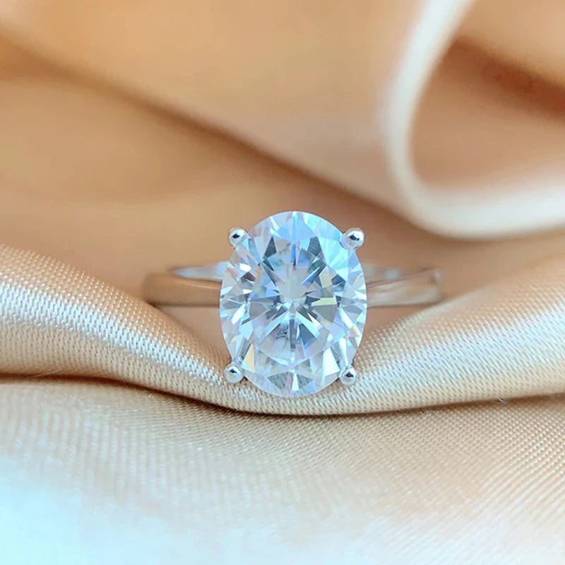Oval Cut 1CT 2CT 3CT D Color Moissanite Rings for Women Lab Diamond Wedding Promise Band S925 Sterling Silver Jewelry