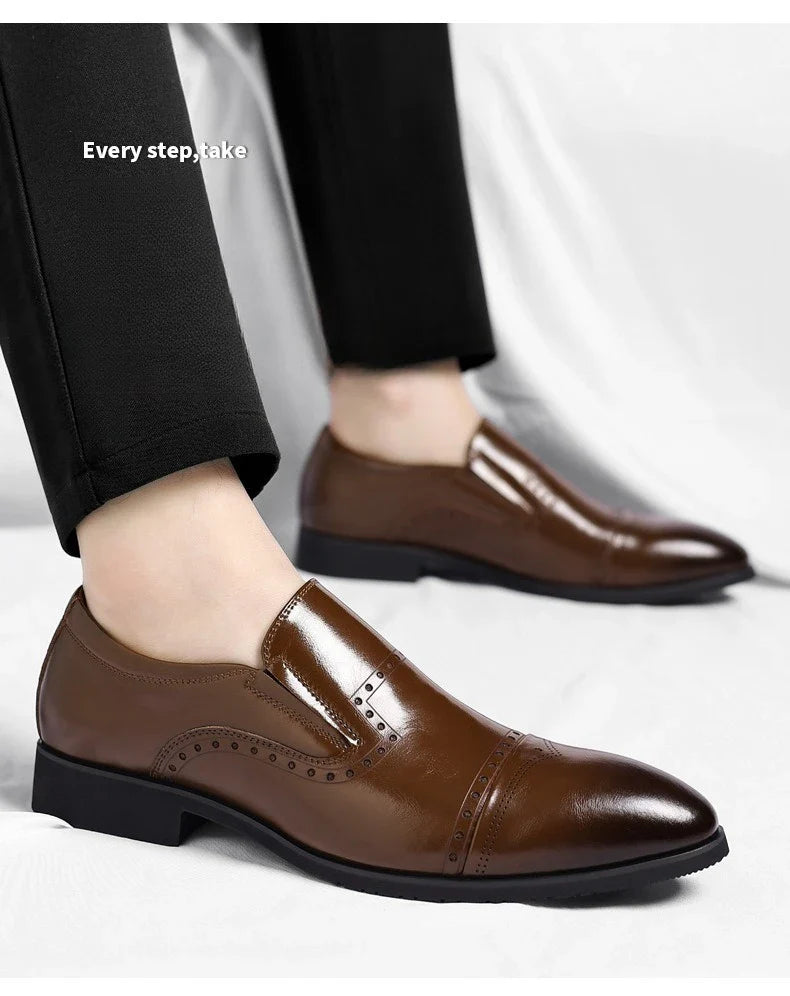 Big Size Dress Shoes for Men Solid Color Summer Autumn Fashion Business Casual Shoes Male British Style Cow Leather Shoe Man