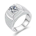 Classic 925 Sterling Silver Rings Men Wedding Silver Diamond Engagement 3.0Ct 9.0mm D Color Moissanite Ring for Men