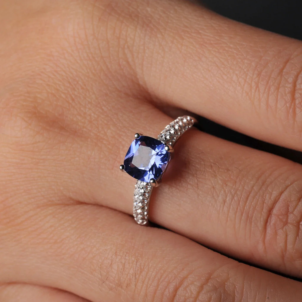 2.22ct Created Sapphire Nano Emerald Tanzanite Solitaire Ring 925 Sterling Silver for Women Daily Party Jewelry  sets gift