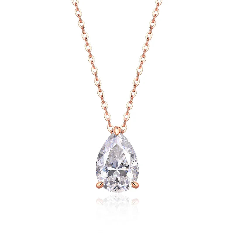 1-5ct Pear Cut Moissanite Pandent Necklace GRA Certified 925 Sterling Silver Plated 18k Gold Dainty Necklaces for Women