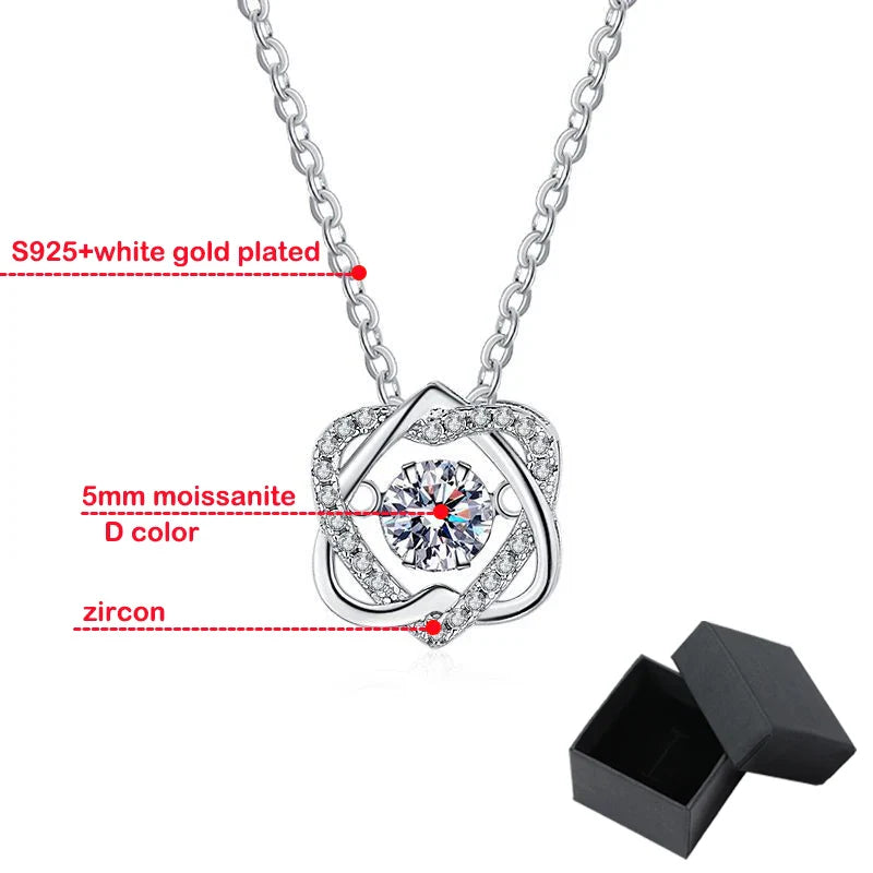 0.5ct GRA Moissanite Necklace for Women  Sparkling Simulated Diamond Pendant Beating Heart S925 Silver Fine Jewelry Gift