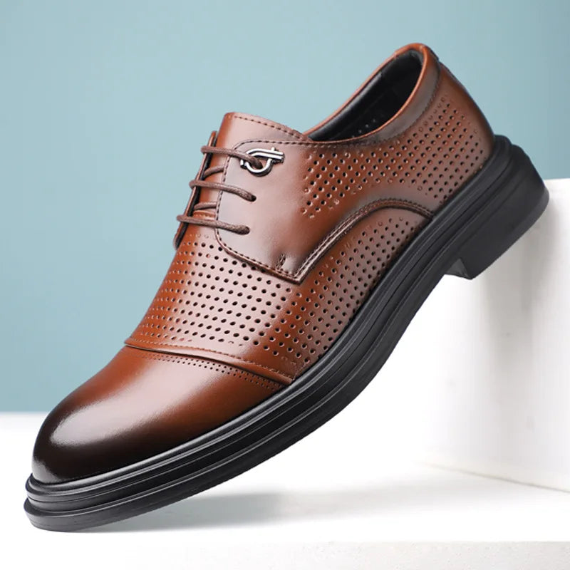 2026 New British Business Formal Leather Shoes for Man Summer Autumn Hallow Dress Shoes Male Solid Color Fashion Shoes Man