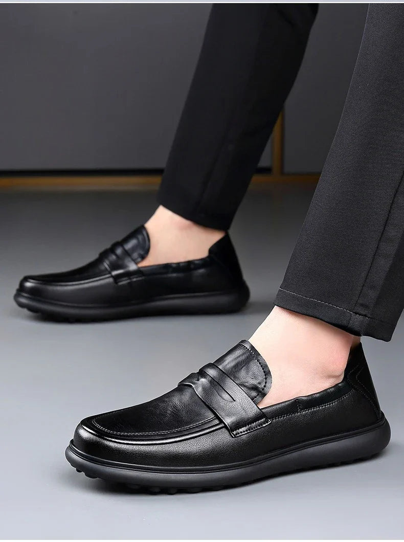 Spring Autumn New Genuine Leather Shoes for Men Black Fashion Business Casual Shoes Male High Quality Designer Loafers Man