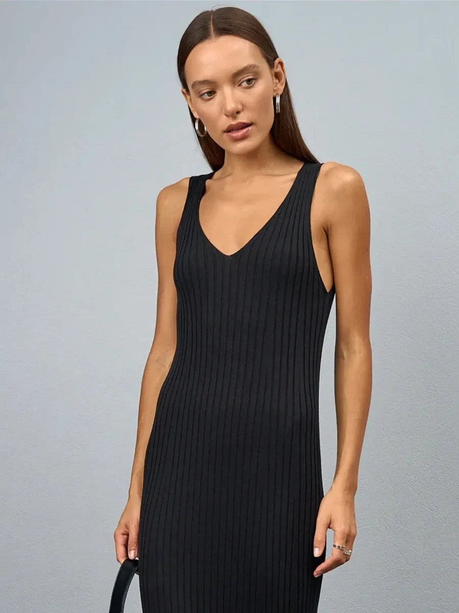 Bornladies Women's Sleeveless Knitted Dress Strap Summer Fashion Wide Shoulder Inner Long Skirt Slim Fit Casual Dresses