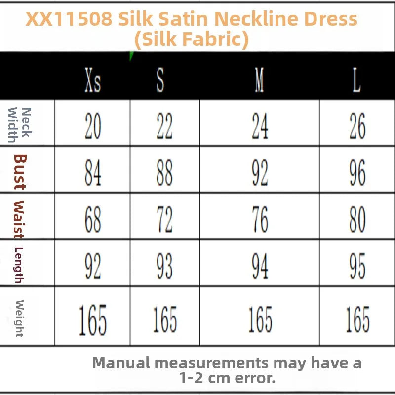 Silk Satin Texture Summer New Arrival Women's  Dr Hanging Ne Collar Gown Soft A-Line Skirt High Waist Pure Color