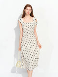 Women's 2026 Summer New French Vintage Polka Dot One-Shoulder Waist Dress Elegant High Waist A-Line Slim Fit Date Dress