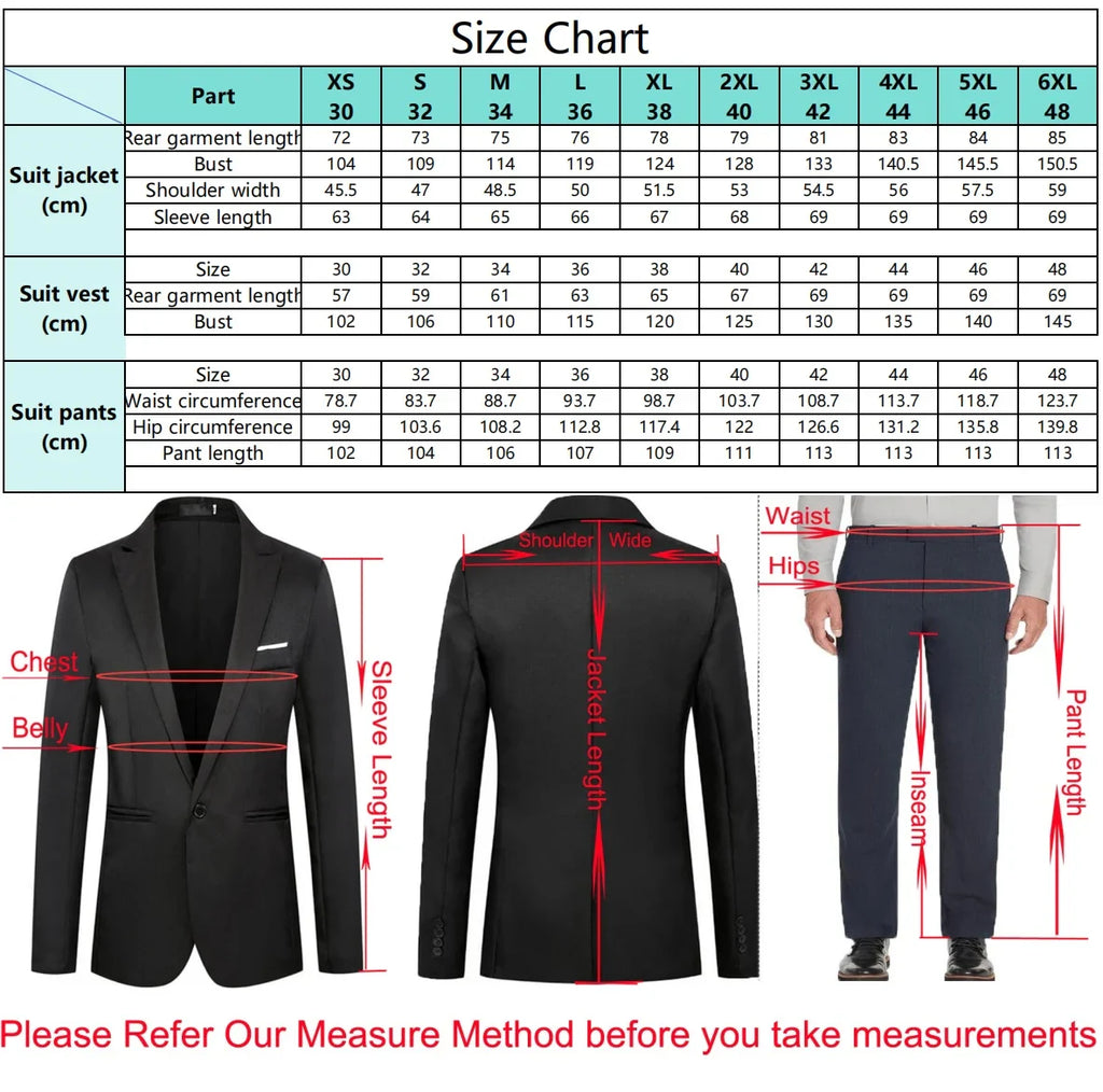 High Quality Black Men's 3-piece Suit