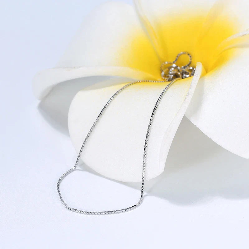 100% Genuine 925 Sterling Silver 0.6mm Box Chain Necklace Thin Chain Basic Punk 40-60cm Minimalist Jewelry SC07
