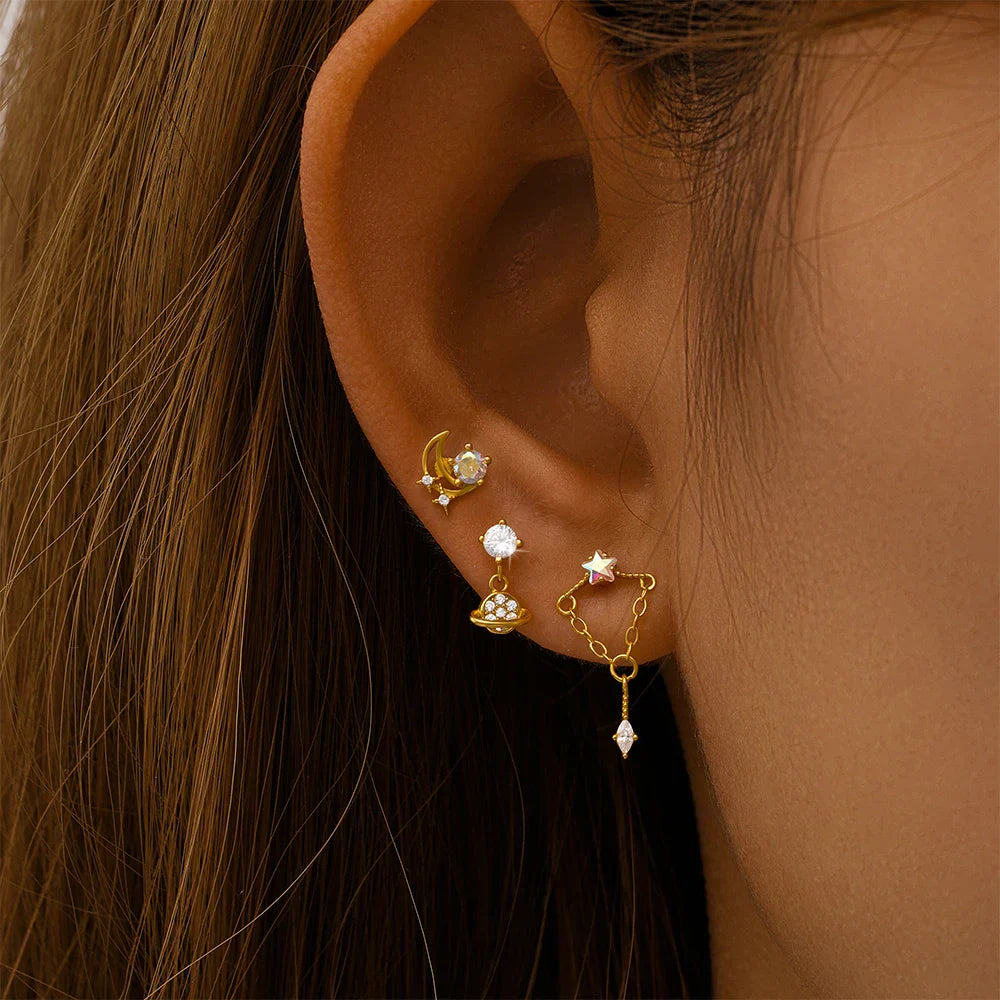Heart Round Ball Flat Helix Piercing Earring 925 Sterling Silver Ear Studs Geometric Zircon Exquisite Trinket Studs Aretes