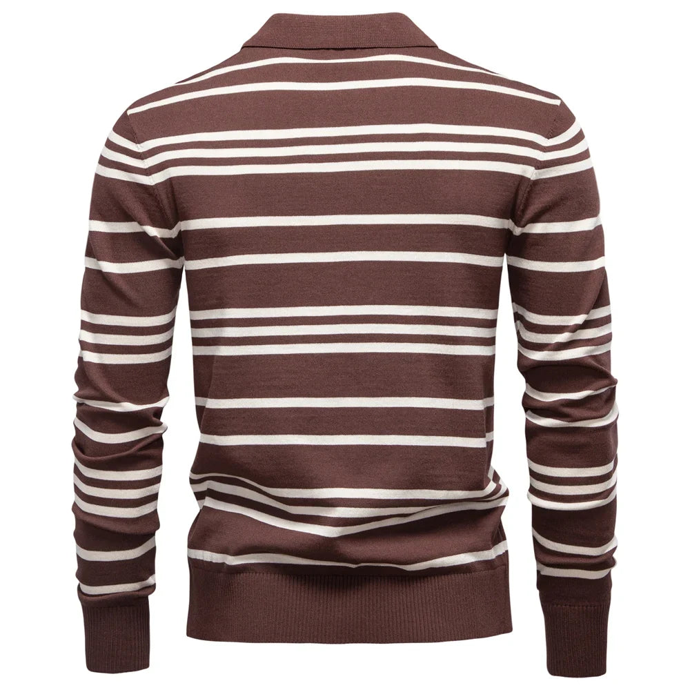 2025 Color Block Polo Men Striped Long Sleeve New Autumn Designer Social Business Premium T-shirts Male