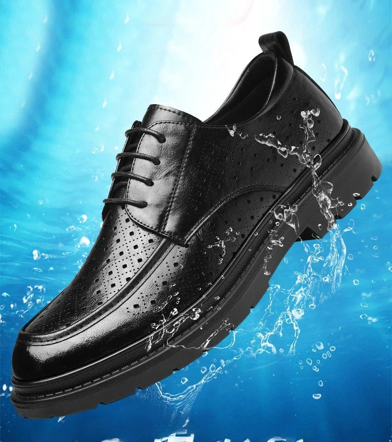 British Style Business Derby Shoes for Men Spring Summer Breathable Dress Shoes Male Fashion Casual Leather Wedding Shoe Man