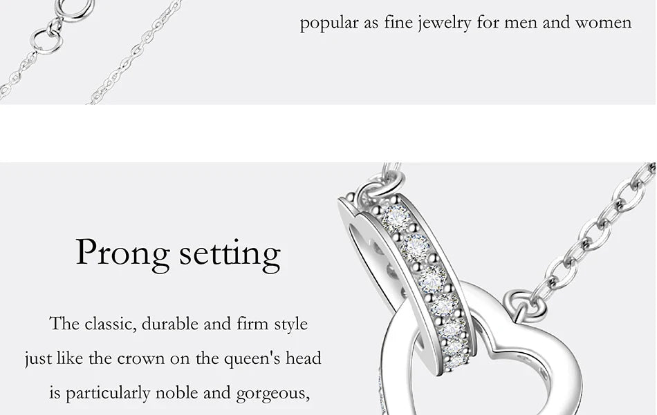 All Moissanite Necklace for Women S925 Pure Silver Double Heart Design Laboratory Diamond Pendant Fashion Luxury Jewelry