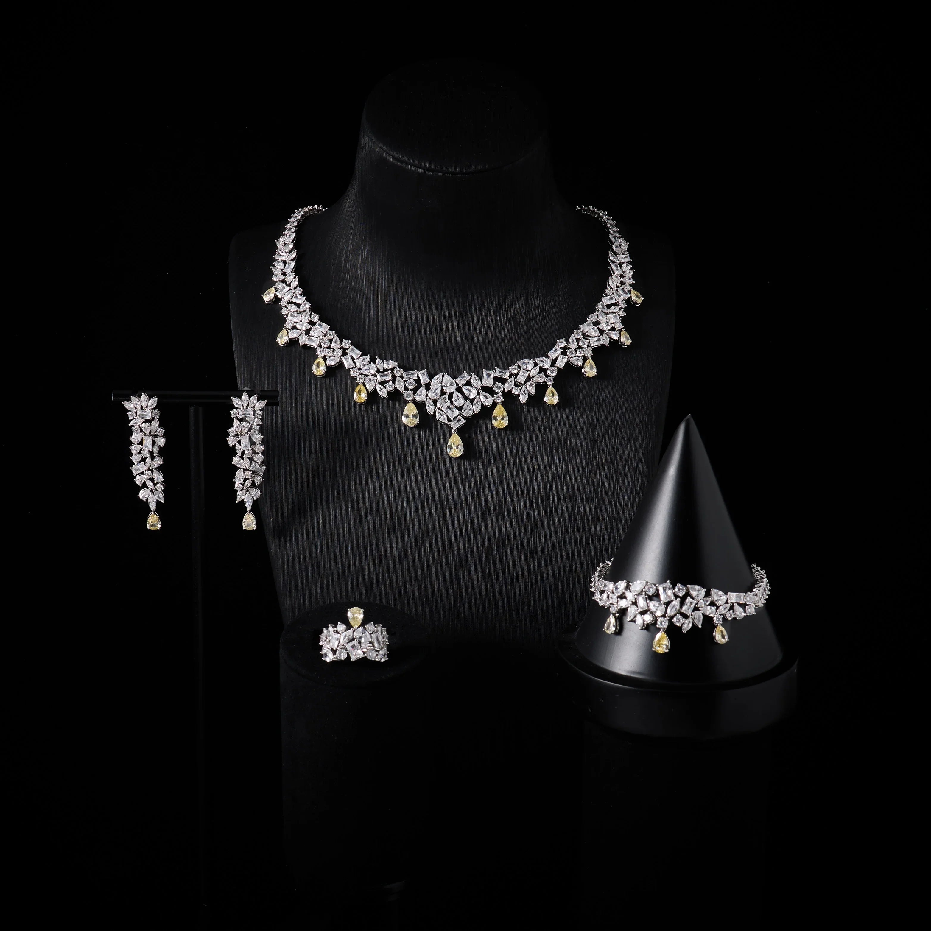 00073 Bridal Cubic Zirconia Necklace Set for Women Dubai Jewelry Sets  Wedding Jewelry Wedding & Engagement Accessories