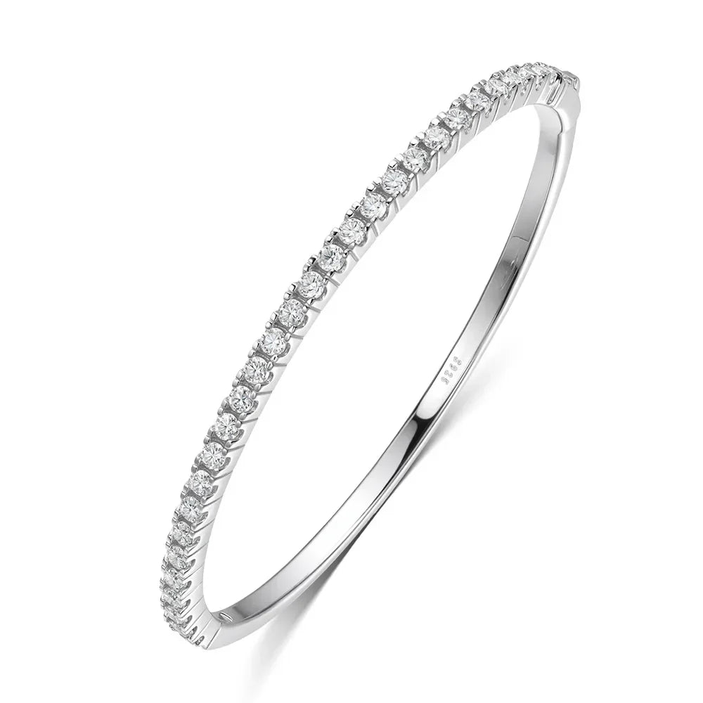Moissanite Bangles for Women All 2.5mm D VVS1 Lab Diamond Bracelets 925 Sterling Silver Bracelet Wedding Birthday Gift