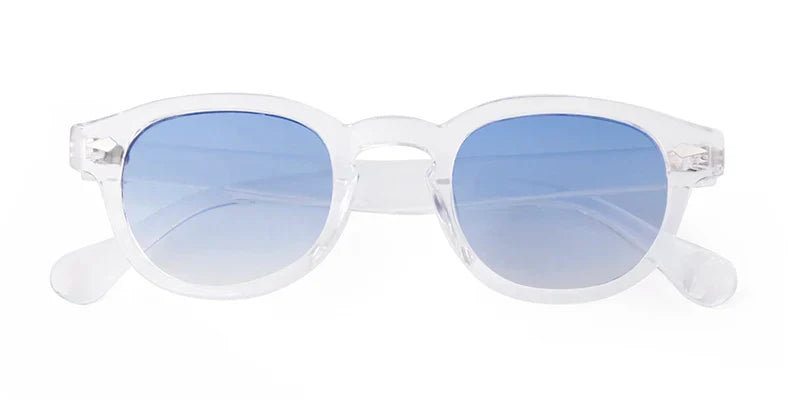 Fashion Transparent Blue Round Sunglasses Women Men 2024 Retro Rivet Tortoise Small Square Sun Glasses UV400 Lunettes De Soleil