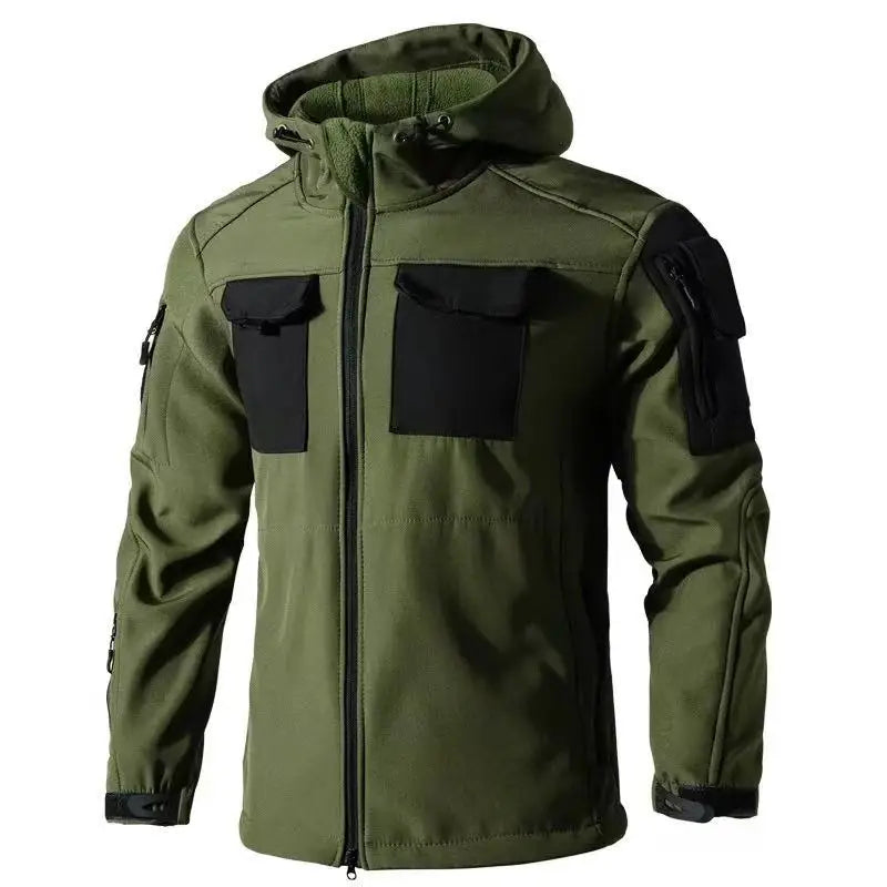 Men's Winter Fleece Warm Sharkskin Tactical Outdoor Jackets Camping Hiking Trekking Hunting Military Climbing Cargo Hooded Coat