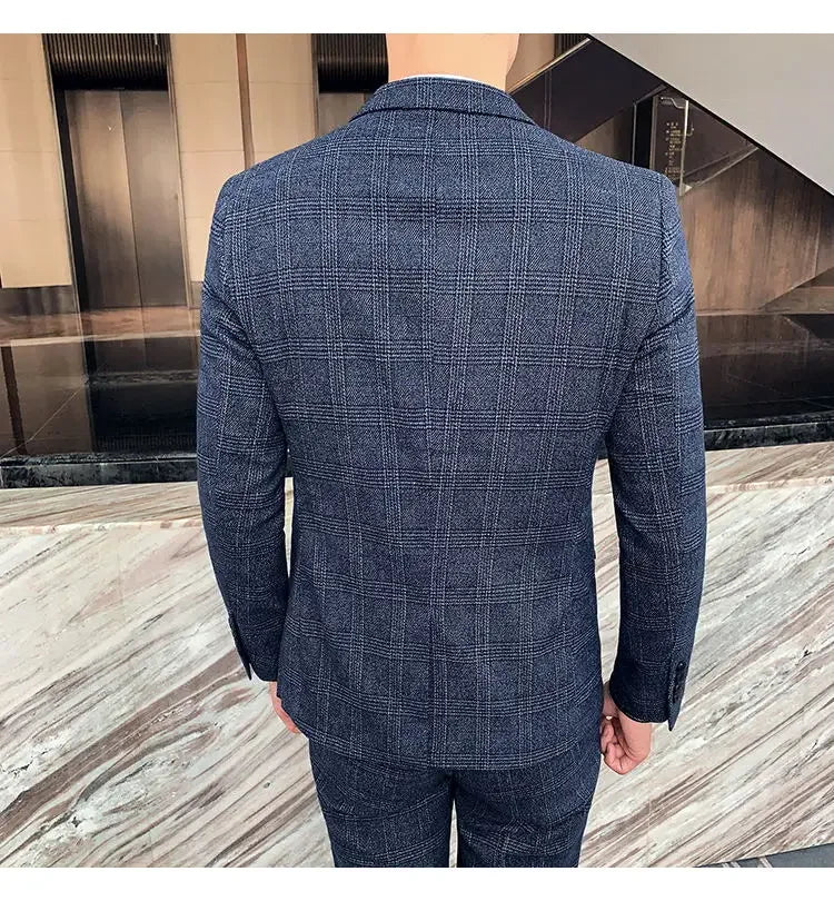 Suit Blazer+Pants Men Fashion Hosts British Style Work Business Wedding Casual Art Style Elegant Gentleman Cotton and Linen Suit