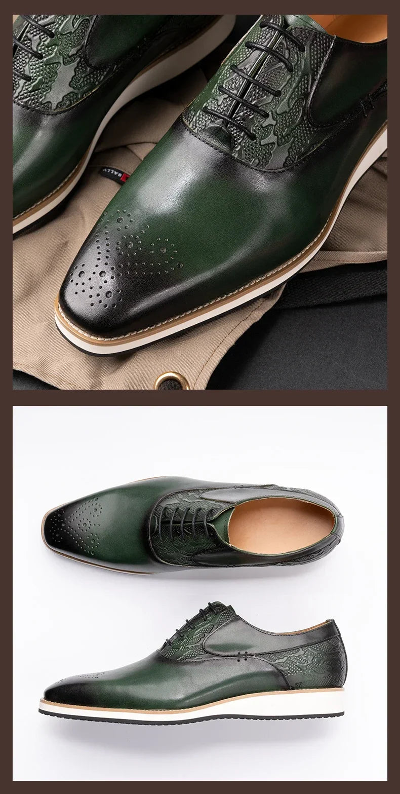 Men's Genuine Leather Brogue Shoes|All-Season Sport Casual Footwear|High-Quality Leather Dress Shoes|Comfortable Walking Shoes