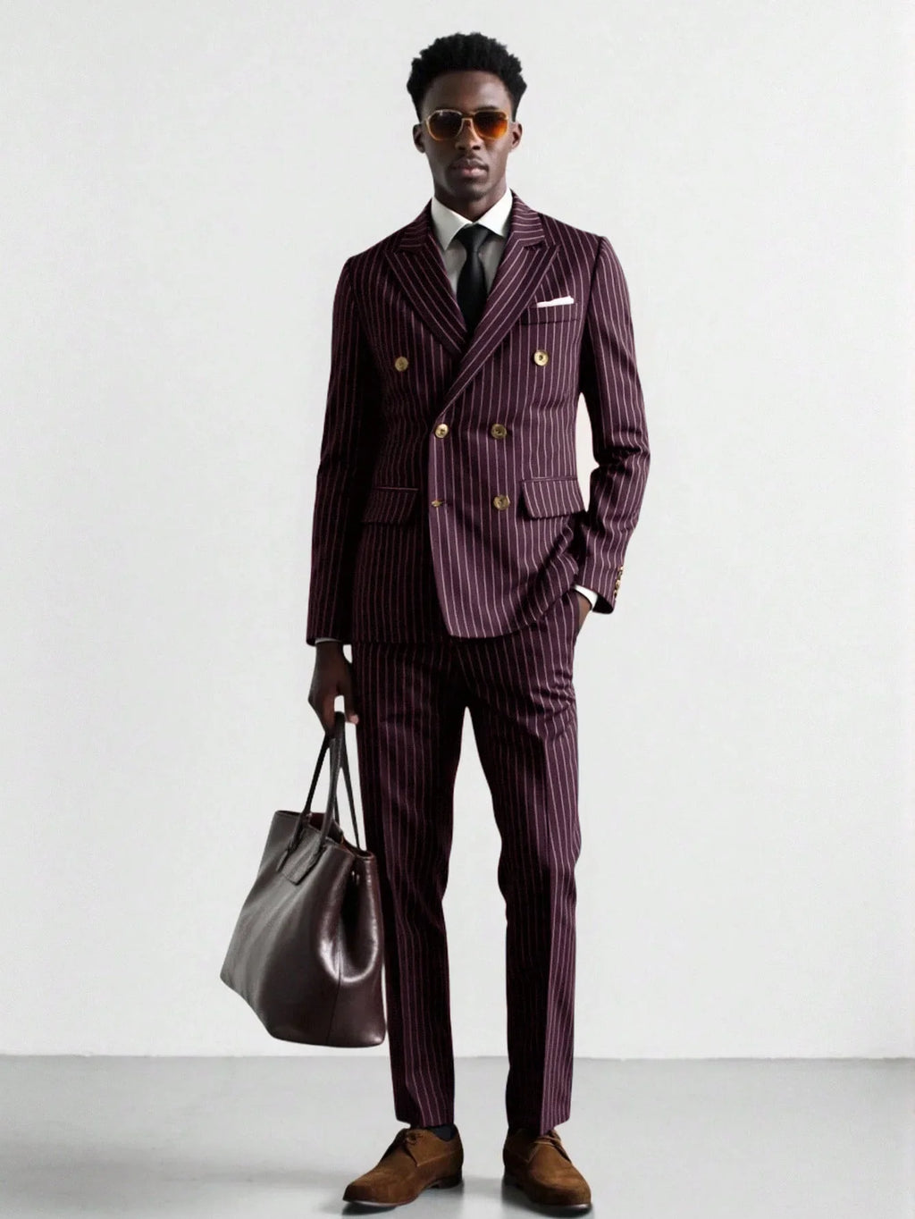 High-quality European and American Men's Clothing, Formal Suits with Stripes, Trousers for Business, Formal Dinners, Weddings