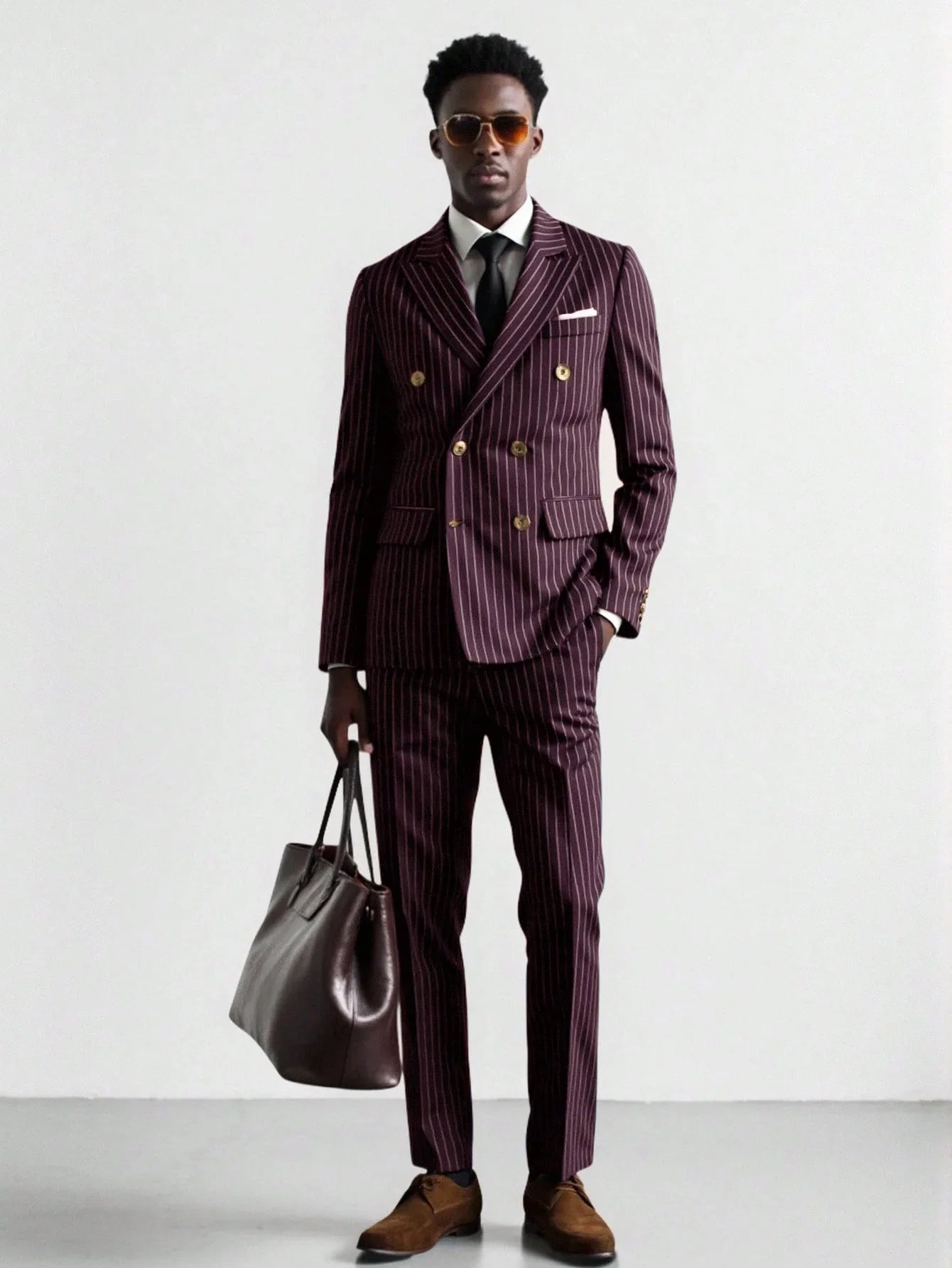 High-quality European and American Men's Clothing, Formal Suits with Stripes, Trousers for Business, Formal Dinners, Weddings