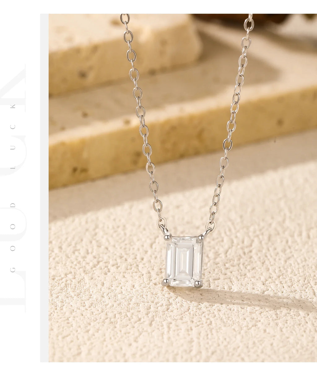 6 Styles D Color Geometric Moissanite Necklaces 925 Sterling Silver Dazzling Pendant Necklace For Women Fine Jewelry