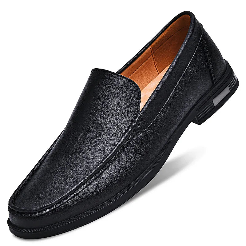 Leather Men Footwear Slip on Office Man Formal Shoes Wedding Party Men Dress Shoes Breath Driving Lazy Loafers Moccasins