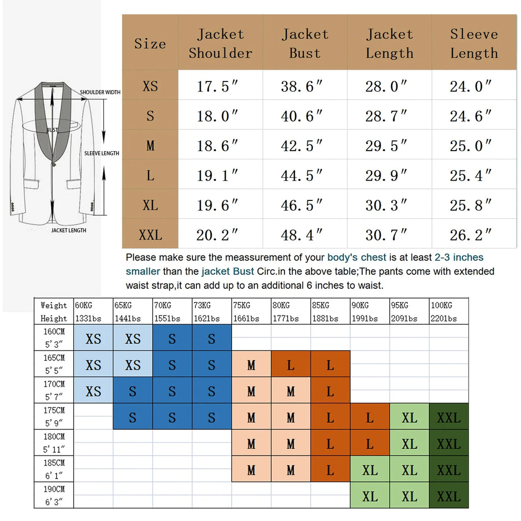 Tuxedo Suits for Men 3 Piece Regular Suit