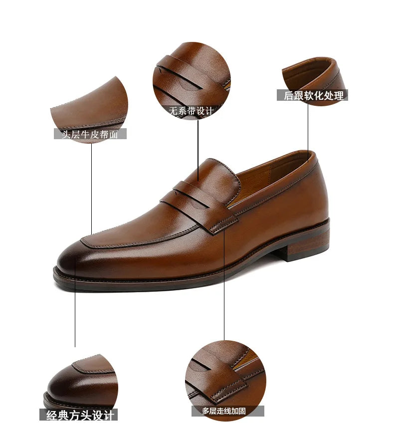 Loafer Shoes For Men Genuine Leather Mens Shoes Driving Shoes Leisure Business Lazy Shoes Plus Size 37-47