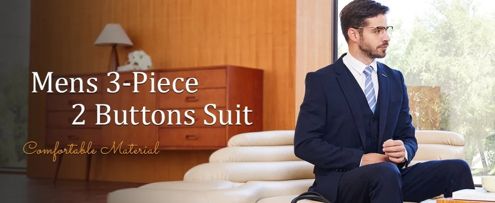 Men's Slim Fit Wedding Tuxedo Smoking Suit Notch Lapel Formal Business Party Blazer with Pants Groom Attire