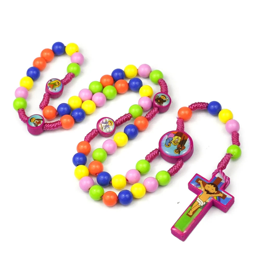 Rosary for kids Hand Woven Children Necklace Christian Catholic Jesus Christ Man Necklace Favourite