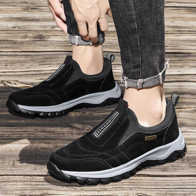 2025 New lightweight casual sports shoes, men's plaque-sized running shoes, loafers, walking and outdoor hiking shoes
