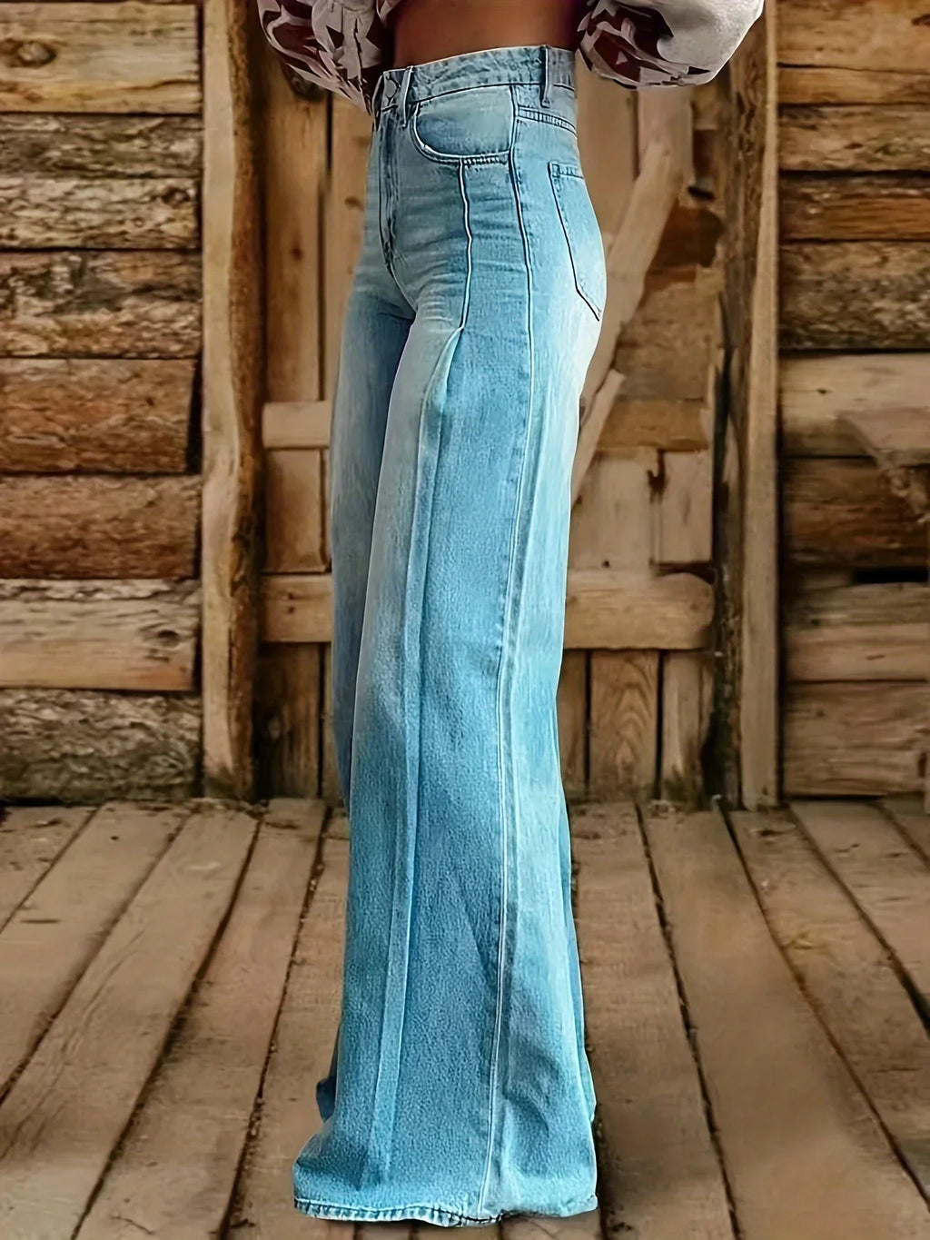 Women's fashion casual wide-leg jeans