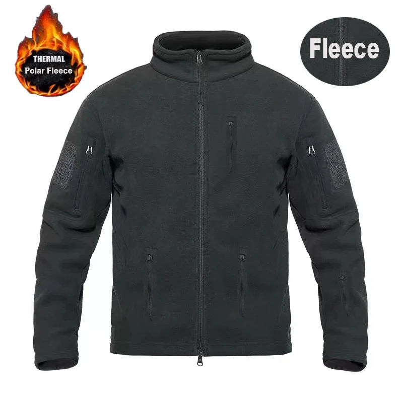Men's Winter Polar Fleece Tactical Jackets Warm Outdoor Stand Collar Coat Multi-Pocket Casual Hiking Camping Trekking Climbing