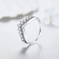 Fashion 100% Real 925 Sterling Zircon Crown Finger Ring Classic Stackable Silver Jewelry For Women Wedding Christmas Gift