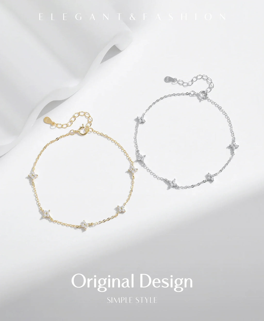925 Sterling Silver Mini Flowers Bracelet Dainty Link Chain Pave Setting CZ For Women Wedding Fine Jewelry Gift