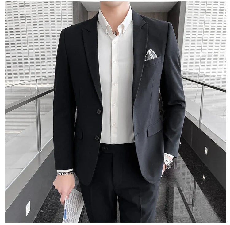 2025 Men's Business Suit Slim-fit Wedding Dress Two-piece Set M-4XL Stylish Handsome All-in-one Banquet Trousers